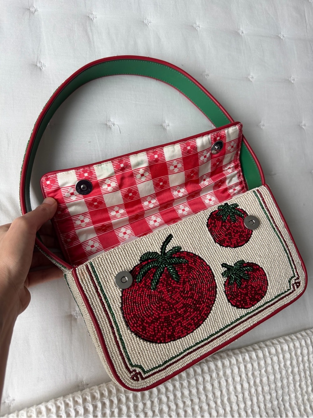Staud Tommy Beaded Bag in Tomato - Picture 11 of 12
